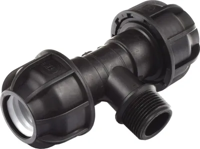 Produktbild von Agora-Tec®  PE Fitting T-Stück 25 mm x 3/4 Zoll AG (26,4 mm) x 25 mm für PE-Rohr 25 mm SCHWARZ