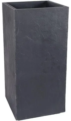 Image de Bac à Fleurs Carré Haut, 40 cm, EDA Volcania, 31 L, 39,5 x 39,5 x H 80 cm, Gris Anthracite