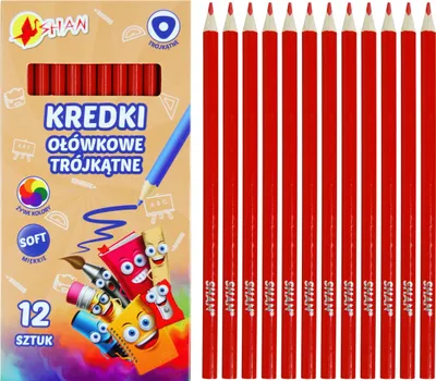 Zdjęcie produktu dla Kredki ołówkowe trójkątne Shan Czerwone 12 sztuk