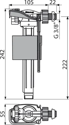 Produktbild von Alcadrain Füllventil A160P-3/8 für Kunststoff-Spülkasten, seitlich, Metallgew.