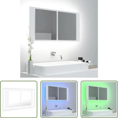 Immagine prodotto di The Living Store Mobile specchio bagno LED bianco 90x12x45 cm acrilico