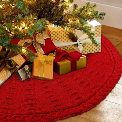 Image de Décoration de sapin de Noël, tricotée, rouge, 91 cm
