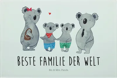 Produktbild von Mr. & Mrs. Panda Küchenschneidebrett Koala Familie zwei - Weiß - Geschenk, Schneidebrett Aus Glas, Schneidplatte, Hackbrett, Zusammen, Glasbrett, Muttertag, Schneidbrett