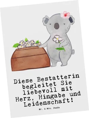 Produktbild von Mr. & Mrs. Panda Postkarte Bestatterin Herz - Weiß - Geschenk, Postkarten, Grußkarte, Ansichtskarte, Fotokarte, Ansichtskarten