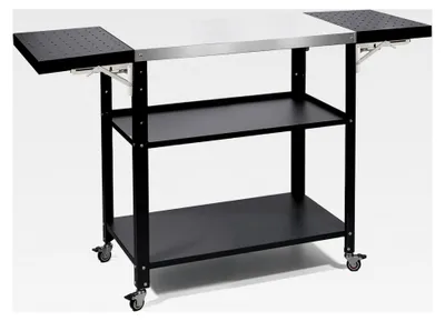 Produktbild von Klappbarer Gourmet Grilltisch Servierwagen mit 3 Etagen, Edelstahl Grillwagen für Garten und Camping