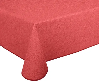 Produktbild von Wachstuch Tischdecke abwischbar rutschfest mit Paspelband Eckig Rund,Leinenstruktur Rot, (Oval190x140cm)