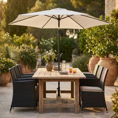 Immagine prodotto di Milani Home - ombrellone da giardino diametro 3 m con palo centrale in acciaio, telo in poliestere antracite, per terrazzo e locali
