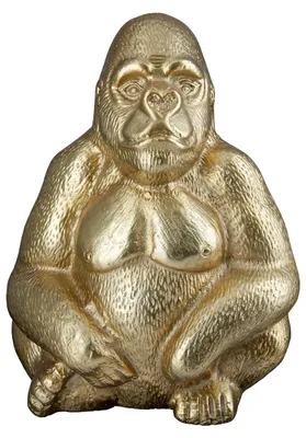 Gorilla-Skulptur aus Aluminium, gold, Höhe 27 cm