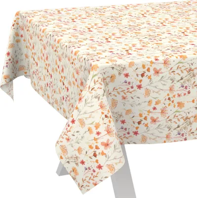 Produktbild von Tischdecke Alessia-Wildblumen Orange-Beige 220x140cm Schnittkante