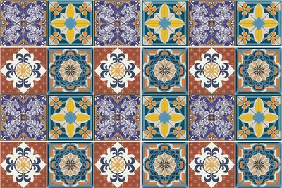 Produktbild von Fliesenaufkleber 20 x 20 cm – 24 Stück – Selbstklebend – Wasserfest – Pflegeleicht – Hitzebeständig – Für Küche & Bad – Traditionelle Fliesen mit Ornamenten