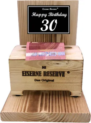 Produktbild von Happy Birthday 30 - Eiserne Reserve Geldbox - Geburtstag Geldgeschenk - Geld verschenken