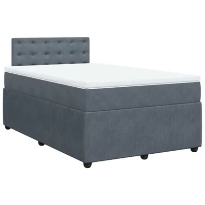 Image de vidaXL Lit boxspring avec matelas gris foncé 120x200 cm velours