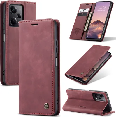Obrázek produktu pro Redmi Note 12 Pro+ Pouzdro, RetroPolyuretanKožené Pouzdro s Funkcí Stojánku pro Xiaomi Redmi Note 12 Pro+ červené