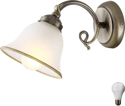 Produktbild von 7W LED Wandlampe aus Altmessing und Glas im Antik-Stil ODIN
