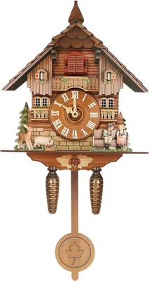 Image de Coucou - Horloge murale - Bois - Chant d'oiseaux - Sonnerie automatique de 7 h à 21 h - 25 × 10 × 50 cm - Analogique - 3 piles C (non fournies) - Multicolore