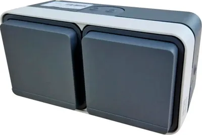 Image de Berker Prise SCHUKO en saillie 2x 47753525 horizontale grise avec couvercles rabattables