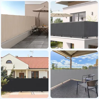 Produktbild von Sekey Balkon Sichtschutz PES Blickdichte Wetterfest Windschutz Dunkelgrau, 90x400 cm