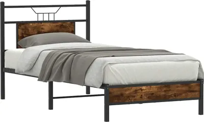 Image de vidaXL Cadre de lit sans matelas chêne fumé 75x190 cm bois composite