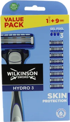 Produktbild von Wilkinson Sword Hydro 3 Skin Protection Rasierer + 8 Ersatzklingen