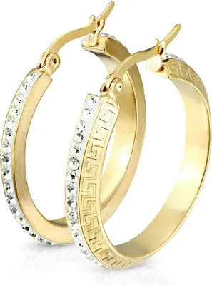 Produktbild von Damen Creole Kreole Klappcreole Edelstahl Zirkonia Kristalle Ornamente Autiga® gold