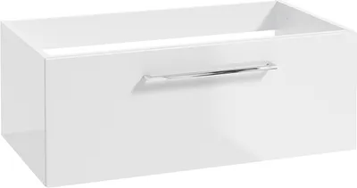 Produktbild von Badezimmer Unterschrank, 80cm breit, MESSINA-107 in weiß Hochglanz mit Metallgriff in chrom, B/H/T: ca. 80/30/45 cm