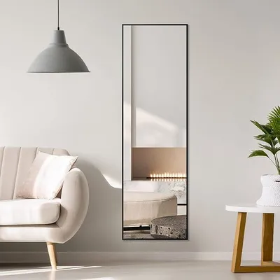Produktbild von Schwarz Ganzkörperspiegel Standspiegel 140x40cm Metallrahmen HD Groß Garderobenspiegel Wandspiegel Rechteckiger für Ankleidezimmer Schlafzimmer Wohnzimmer