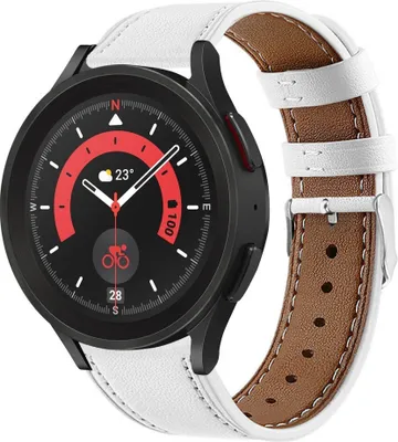 Produktbild von Strap-it Samsung Galaxy Watch 5 Pro Lederarmband (Weiß)
