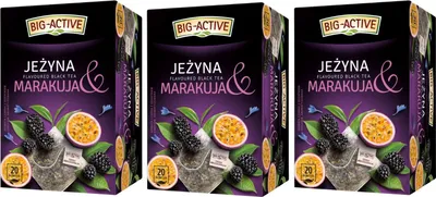 Produktbild von Schwarzer Tee Brombeere Maracuja 60 Teebeutel - Schwarztee im Beutel Big-Active