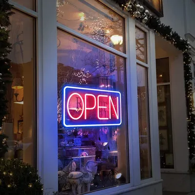 Imagen del producto de SOLIDEE LED OPEN, letrero neón alimentado por USB, con interruptores regulables. Letrero luminoso para decoración, ideal para fiestas, bares, pubs, hoteles, tiendas, cafeterías, restaurantes y salas de juegos. (Azul y rojo)