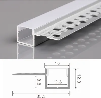Produktbild von 2m LED Alu Profil Unterputz Rigips Trockenbau Schiene Kanalprofil mit Milchglas Abdeckung Kanal System für LED-Streifen Profil H-5