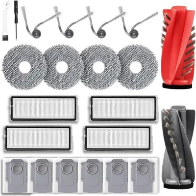 Image de Kit d'accessoires pour aspirateur robot : 1 brosse à cheveux, 6 sacs à poussière, 4 éponges, 4 filtres, 4 brosses latérales, 1 accessoire de nettoyage.