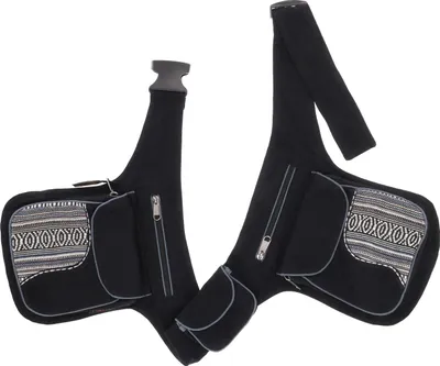 Produktbild von Stoff Sidebag, Doppelte Gürteltasche, Goa Gürteltasche - Schwarz, Uni - Erwachsene, Baumwolle, 25*15*8 cm, Festival- Bauchtasche Hippie