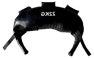 Produktbild von Power Bag | Sandbag – 5kg, 8kg, 12kg, 17kg und 22kg – 5 Griffe, aus Kunstleder, Schwarz – Sandsack für Krafttraining, Fitness und Functional Training