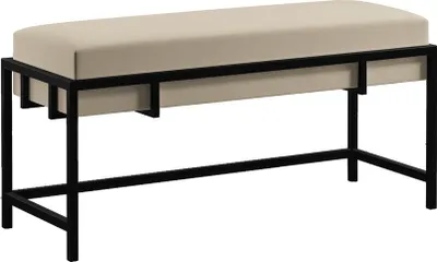 Produktbild von BETTSO Kleine Bank dunkelbeige LAMO 80 Samtstoff - schwarzes Gestell