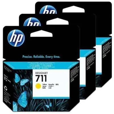 Produktbild von HP 711 - CZ136A - Inktcartridge / Multipack - Geel (3 st. / 87 ml)