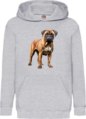 Obrázok produktu pre Detská Mikina S Kapucňou Dogs Breeds Bullmastiff Dog Breed 005, 9-11 Jahr - 140 / Heather šedá