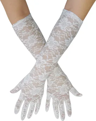 Produktbild von Langhandschuh Spitze weiß Karneval Fasching Kostüm Accessoires elegant