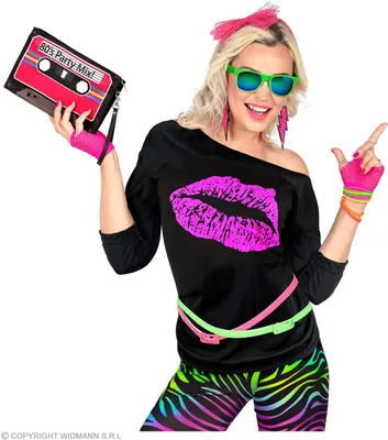 Produktbild von T-Shirt Lippen Pink Schwarz I Love Disco XXL