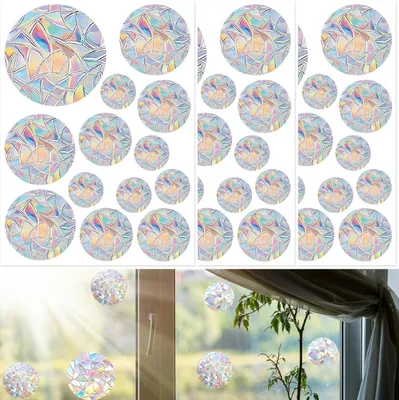 39 runde Prisma-Fensteraufkleber, Sonnenfänger, Anti-Kollision