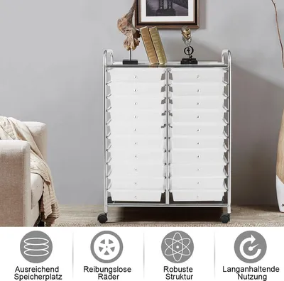 Obrázek produktu pro Mobilní úložný vozík s 20 zásuvkami, chromovaný rám