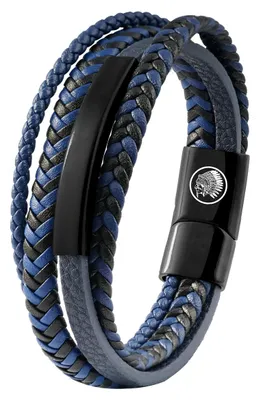 Immagine prodotto di Bracciale da uomo in pelle intrecciata con chiusura
