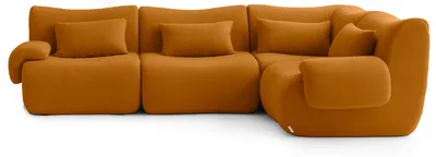 Immagine prodotto di MILYSOFA SOFATIME Divano ad angolo modulare a 4 posti, raffinato tessuto a riccioli, color cannella