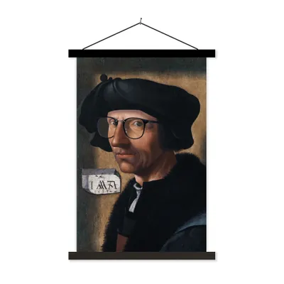 Produktbild von MuchoWow® Textilposter Selbstporträt - Jacob Cornelisz van Oostsanen - Brille 60x90 cm mit schwarzem Rahmen - Poster Wohnzimmer