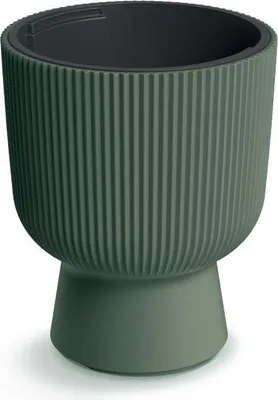 Produktbild von Prosperplast Blumentopf MILLY, Grün Pinie, Ø 39 cm, Höhe 49,5 cm, 41 L (Einsatz 20 L), Kunststoff, mit Einsatz, frost-, hitze- & UV-beständig, modern, zylindrisch, Boho-Stil