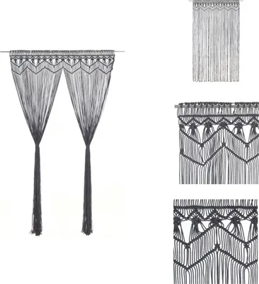 Produktbild von vidaXL Makramee Vorhang Anthrazit 140x240 cm Baumwolle - Vorhänge & Gardinen