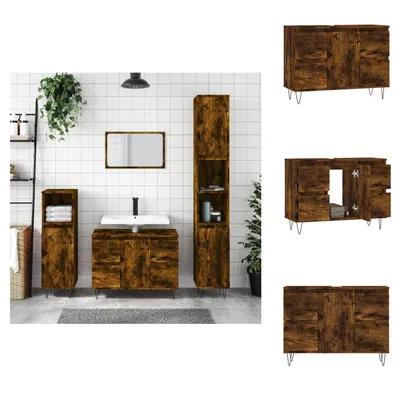 Obrázok produktu pre vidaXL Kúpeľňová skrinka dymový dub 80x33x60 cm materiál na báze dreva - Umývadlá do kúpeľne