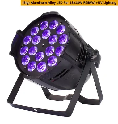 Image de Projecteurs LED PAR pour scène, éclairage DJ et discothèque - Lot de 2, 18 x 18W - DMX512 - 324W - IP20 - Prise EU - 6 en 1 RGBWA+UV