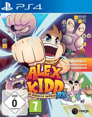The image is a video game cover for Alex Kidd in Miracle World DX on PlayStation PS4.