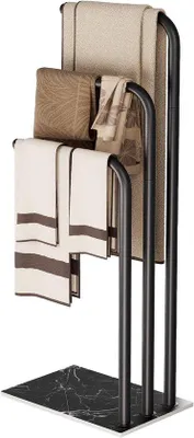 Immagine prodotto di Portasciugamani in acciaio inossidabile laccato nero per asciugamani da bagno - 39 x 26 x 90 cm
