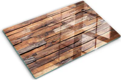 Produktbild von Tulup Glas Herdabdeckplatte - 80x52 cm - Glaskeramikkochfeld-Abdeckung Spritzschutz Glasabdeckplatte - Einteilig - Sonstige - Holzwand - Braun